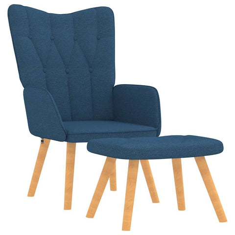 vidaXL Relaxsessel mit Hocker Blau Stoff