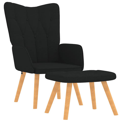 Relaxsessel mit Hocker Schwarz Stoff