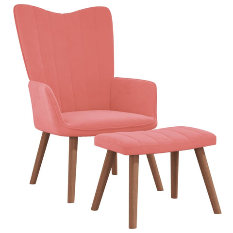 vidaXL Relaxsessel mit Hocker Rosa Samt