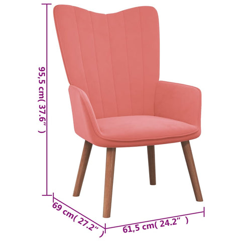 vidaXL Relaxsessel mit Hocker Rosa Samt