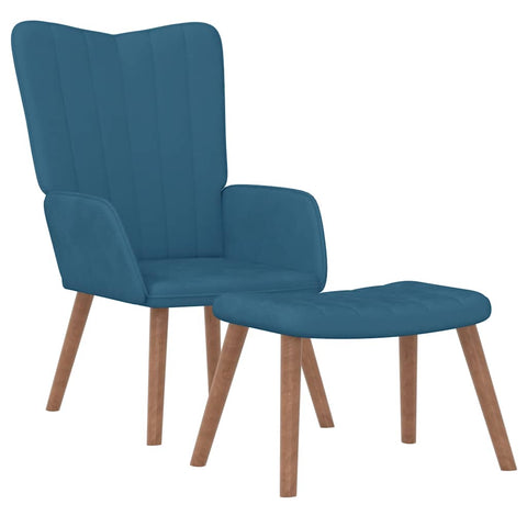 vidaXL Relaxsessel mit Hocker Blau Samt