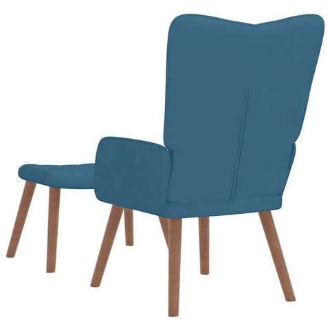 vidaXL Relaxsessel mit Hocker Blau Samt