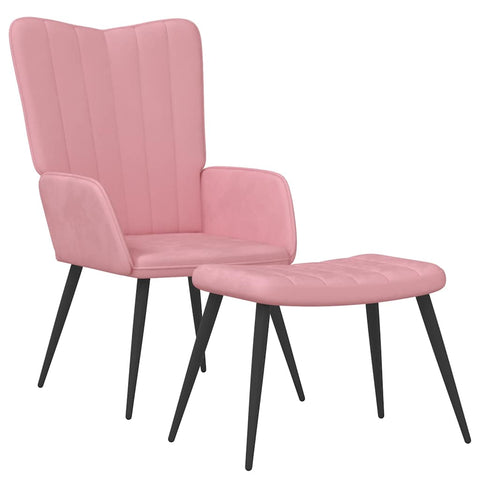 vidaXL Relaxsessel mit Hocker Rosa Samt