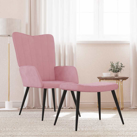 vidaXL Relaxsessel mit Hocker Rosa Samt