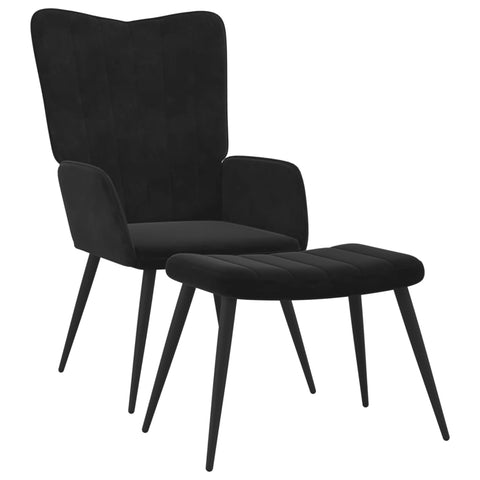 vidaXL Relaxsessel mit Hocker Schwarz Samt