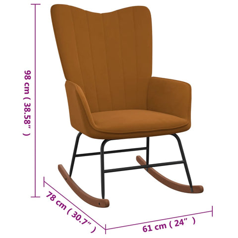 vidaXL Schaukelstuhl mit Hocker Samt Braun