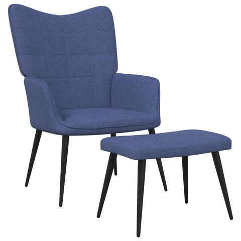 vidaXL Relaxsessel mit Hocker Blau Stoff