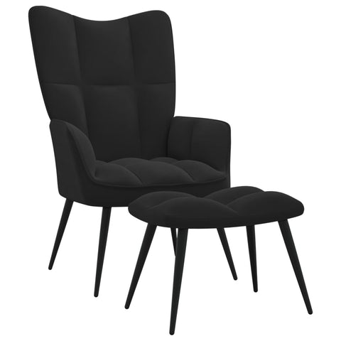 Relaxsessel mit Hocker Schwarz Samt