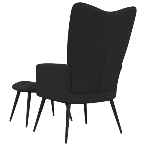 Relaxsessel mit Hocker Schwarz Samt