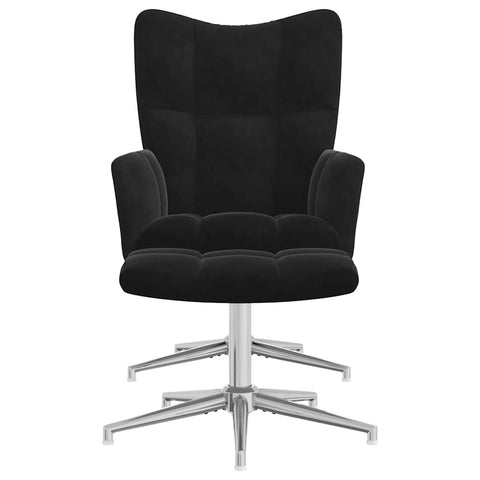 Relaxsessel mit Hocker Schwarz Samt