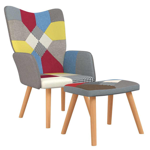 vidaXL Relaxsessel mit Hocker Patchwork Stoff