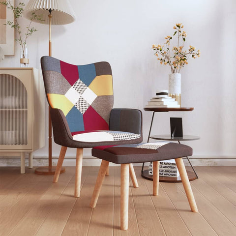 vidaXL Relaxsessel mit Hocker Patchwork Stoff