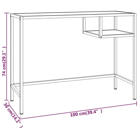 vidaXL Computertisch Schwarz Marmor 100x36x74 cm Hartglas