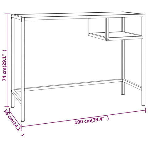 vidaXL Computertisch Transparent 100x36x74 cm Hartglas