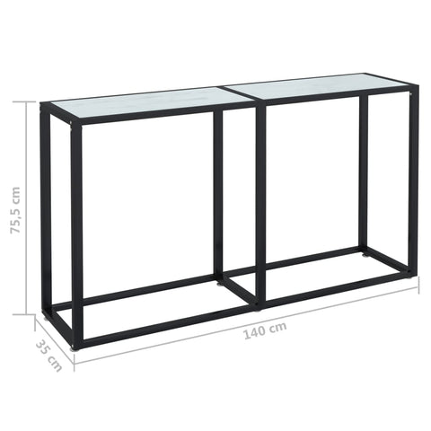 vidaXL Konsolentisch Weiß Marmor-Optik 140x35x75,5 cm Hartglas