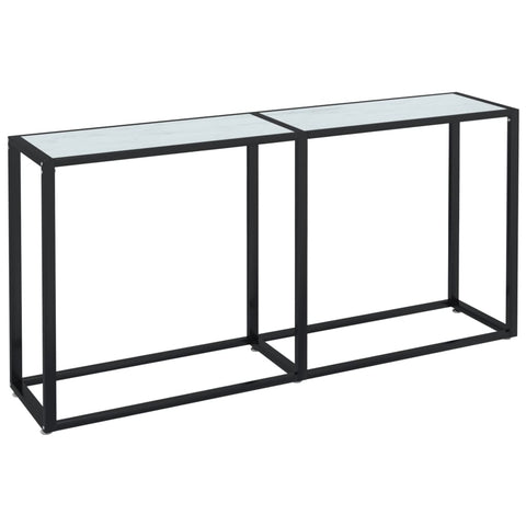 vidaXL Konsolentisch Weiß Marmor-Optik 160x35x75,5 cm Hartglas