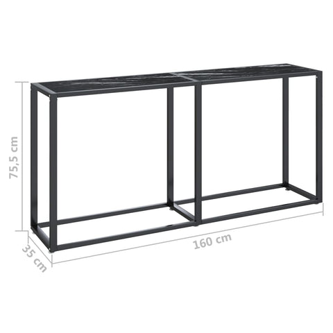 vidaXL Konsolentisch Schwarz Marmor-Optik 160x35x75,5 cm Hartglas