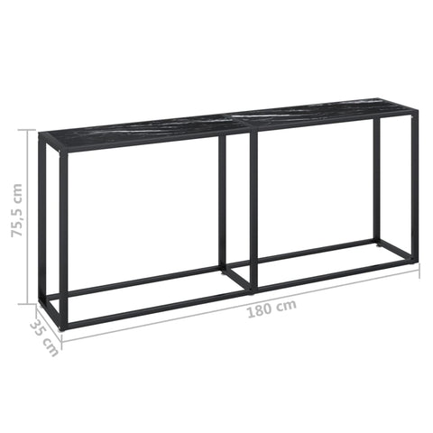 vidaXL Konsolentisch Schwarz Marmor-Optik 180x35x75,5 cm Hartglas