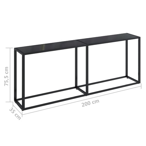 vidaXL Konsolentisch Schwarz 200x35x75,5 cm Hartglas