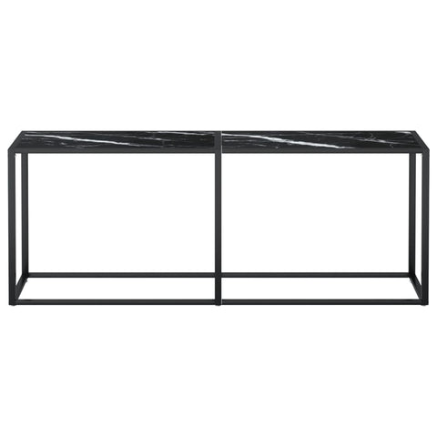 vidaXL Konsolentisch Schwarz Marmor-Optik 200x35x75,5 cm Hartglas