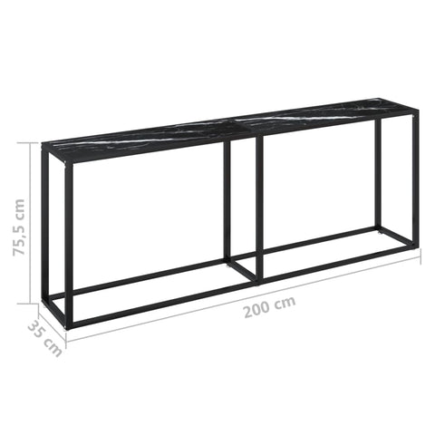 vidaXL Konsolentisch Schwarz Marmor-Optik 200x35x75,5 cm Hartglas