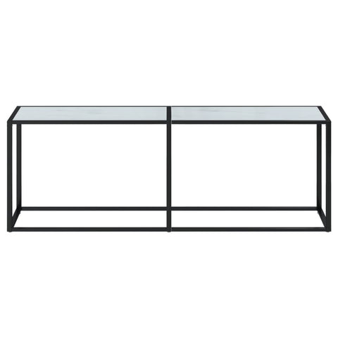 vidaXL Konsolentisch Weiß Marmor-Optik 220x35x75,5 cm Hartglas