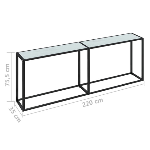 vidaXL Konsolentisch Weiß Marmor-Optik 220x35x75,5 cm Hartglas