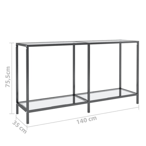 vidaXL Konsolentisch Transparent 140x35x75,5 cm Hartglas