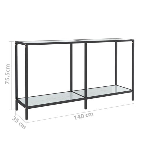 vidaXL Konsolentisch Weiß 140x35x75,5 cm Hartglas