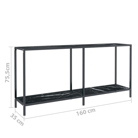 vidaXL Konsolentisch Schwarz 160x35x75,5 cm cm Hartglas