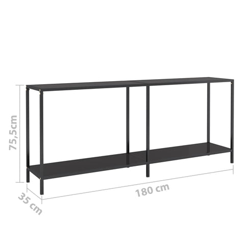 vidaXL Konsolentisch Schwarz 180x35x75,5 cm Hartglas