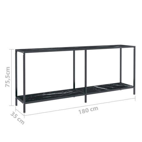 vidaXL Konsolentisch Schwarz 180x35x75,5 cm Hartglas