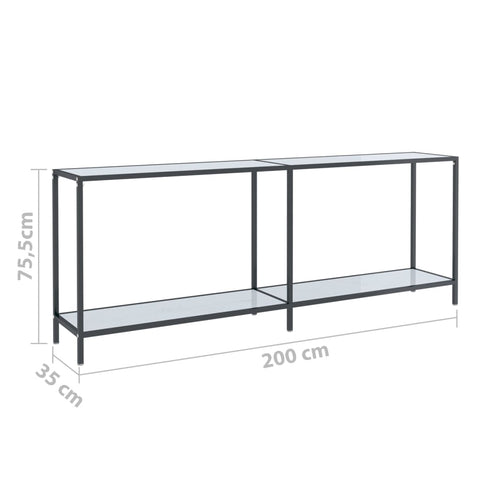 vidaXL Konsolentisch Weiß 200x35x75,5 cm Hartglas