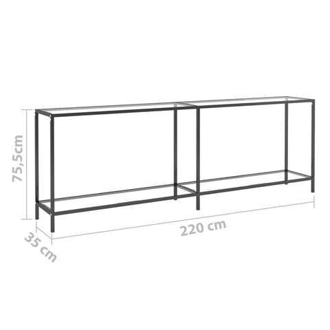 vidaXL Konsolentisch Transparent 220x35x75,5 cm Hartglas