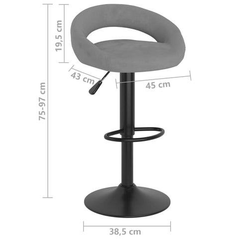 vidaXL Barhocker 2 Stk. Hellgrau Samt