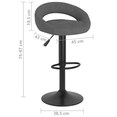 vidaXL Barhocker 2 Stk. Dunkelgrau Samt