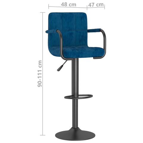 vidaXL Barhocker 2 Stk. Blau Samt