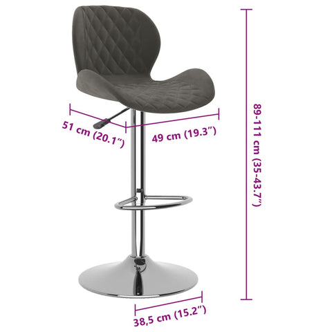 vidaXL Barhocker 2 Stk. Dunkelgrau Samt