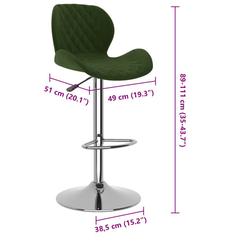 vidaXL Barhocker 2 Stk. Dunkelgrün Samt