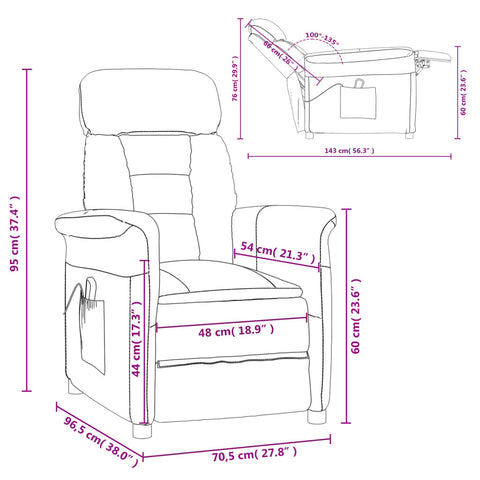 vidaXL Elektrischer Relaxsessel Braun Wildleder-Optik