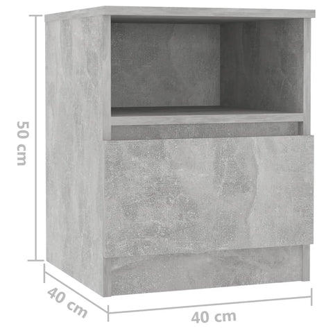 vidaXL Nachttisch Betongrau 40x40x50 cm Holzwerkstoff