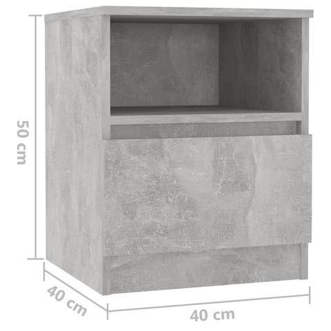 vidaXL Nachttische 2 Stk. Betongrau 40x40x50 cm Holzwerkstoff