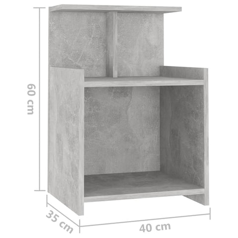 vidaXL Nachttisch Betongrau 40x35x60 cm Holzwerkstoff