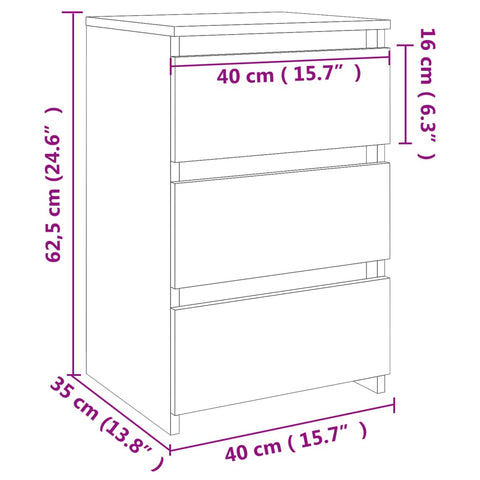 vidaXL Nachttisch Sonoma-Eiche 40x35x62,5 cm Holzwerkstoff