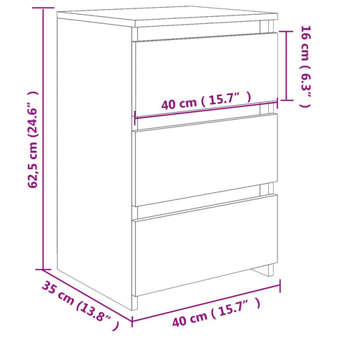 vidaXL Nachttisch Betongrau 40x35x62,5 cm Holzwerkstoff