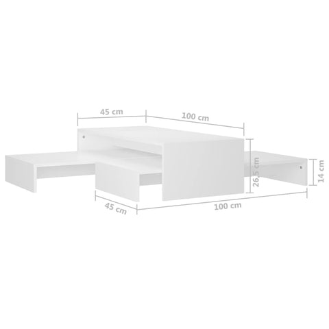 vidaXL Satztisch-Set Weiß 100x100x26,5 cm Holzwerkstoff