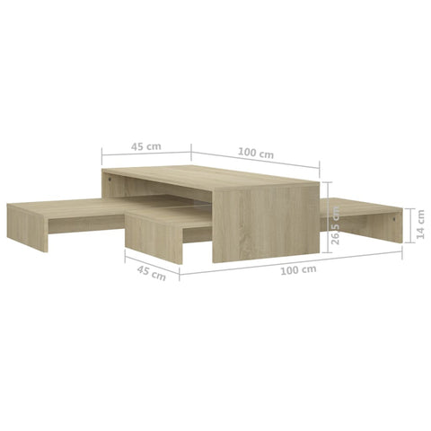 vidaXL Satztisch-Set Sonoma-Eiche 100x100x26,5 cm Holzwerkstoff