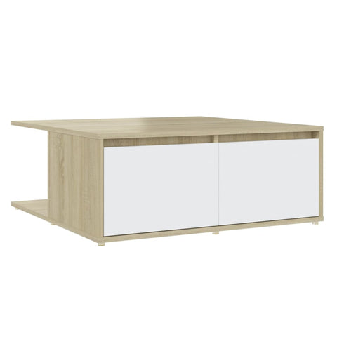 vidaXL Couchtisch Weiß und Sonoma-Eiche 80x80x31 cm Holzwerkstoff