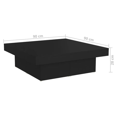 vidaXL Couchtisch Schwarz 90x90x28 cm Holzwerkstoff