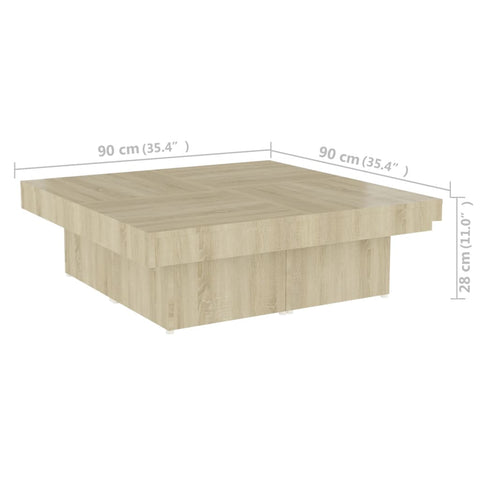 vidaXL Couchtisch Sonoma-Eiche 90x90x28 cm Holzwerkstoff